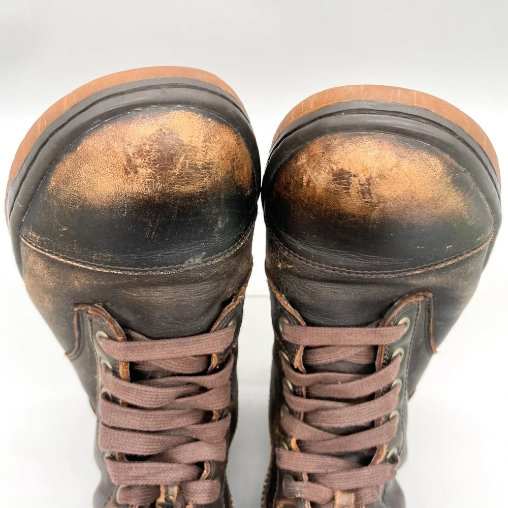 Diesel Tatradium Basket Butch Zip Boots Mens 9 Brown Distressed Leather Hipster